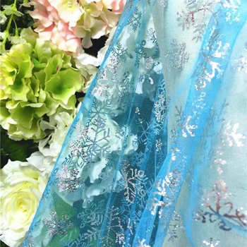 Šířka 155cm Princess Dress Sky Blue Glitter Vločka Textilie pro Svatební Dekorace, Šití Mesh DIY Řemesla Příslušenství
