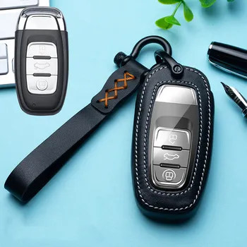 Kožené klíč kryt pro Audi A4 A4L A5 S5 A6 Q5 SQ5 Fob 3 tlačítka auto klíčenka nastavit držák do auta auto příslušenství, nové dekorace