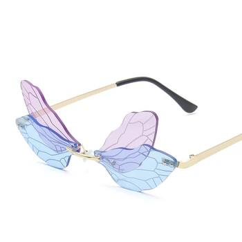 Módní Vrtaných Vážka Křídla sluneční Brýle, Ženy, Muži Vintage Jasné Oceánu, Objektiv Brýle Punk Sluneční Brýle Odstíny UV400 sluneční Brýle