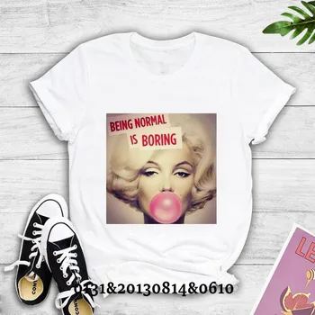 BÝT NORMÁLNÍ je NUDA Harajuku T-shirt Ženy, Marilyn Monroe T-shirt já se nestarám o Ulzzang Dámské tričko 90s módní top