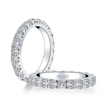 Kulatý Řez 3mm vytvořeny Lab Diamond Ring svatební návrh značky zářící jemné šperky 925 sterling silver kapely