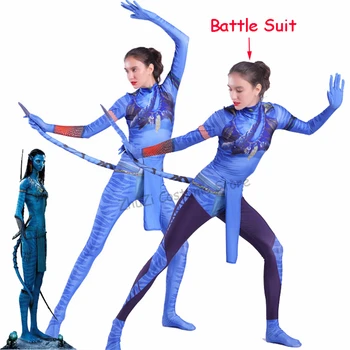 Film Avatar 2 Neytiri Cosplay Kostým Ocas Zentai Oblek Spandex Bitevní Kombinézu Kombinéza Halloween Kostým Pro Dospělé Ženy, Dívky