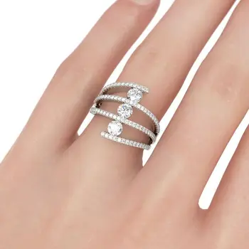Stříbrné Prsteny pro Ženy Móda Svatební Zásnubní prsten pro Ženy Módní Bling Zirkon Kámen Šperky