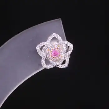 Roztomilý Stříbrná Barva Květina s Bling Růžový Zirkon Kámen pro Ženy Módní Šperky korejské Náušnice