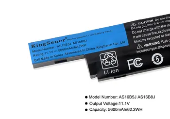 KingSener Nové AS16B5J AS16B8J Laptop Baterie pro Acer Aspire E5-575G-53VG 3ICR19/66-2 Zdarma 2 Roky Záruka