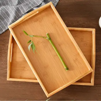 Servírovací podnos bambus s úchyty,čaj zásobníku, bar tác, Podnos tác s jídlem C90D