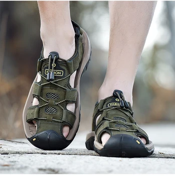 Klasické Pánské Sandály Léto Měkké Pohodlné Sandály Muži Boty Originální Kožené Sandály Velká Velikost Měkkých Venkovní Muži Římské Sandály