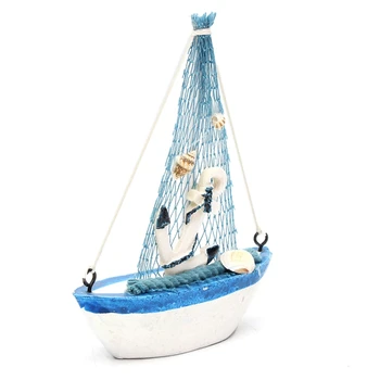 KiWarm Středomořském Stylu Mini Kotva, Hvězda Ryby Plující Loď, Model Sochy Ornament Dřevo Řemesla pro Domácí Dekor Dárek k Narozeninám