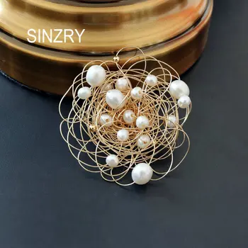 SINZRY elegantní Přírodní sladkovodní Pearl navíjení Ručně hnízdo Brož Pro Ženy oblek Krásné Brože