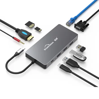 2019 Nově měniče 10 v 1 USB C Uzel Typu C na HDMI, USB 3.0, RJ45 PD Adaptér dokovací stanice Hub pro MacBook notebook