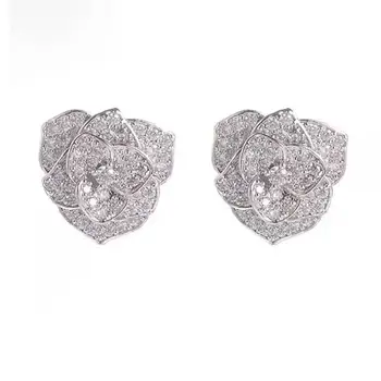 Handmade Květinové Real 925 sterling silver Earrring Připravit AAAAA Cz Zásnubní Svatební Náušnice pro ženy, Svatební Party Šperky