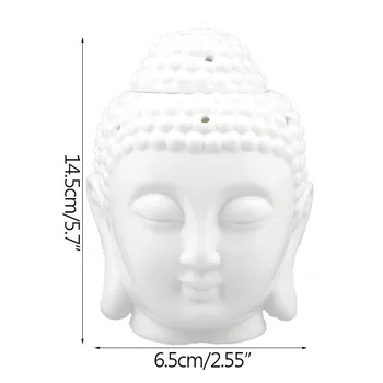 Strongwell Thai Buddha Hlava Kadidlo Černé Perforované Bílé Keramické Aromaterapie Kamna, Svíčky, Esenciální Olej Kadidlo