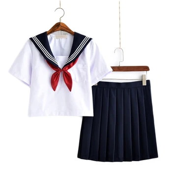 Cute Navy Námořník Jednotné Japonské Školy Dívka Uniformy Novinka Ženy Cosplay Kostým College Wind Student Oblečení S-2XL C50153AD