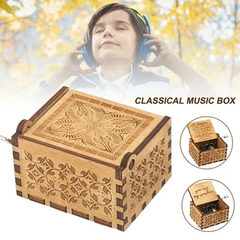 Dřevěná hrací Skříňka Máma Dcera -Jsi Moje Slunce Vyryté Vánoční Dárek Ručně Zalomené Dřevěné Music Box Sluneční světlo Řemesla
