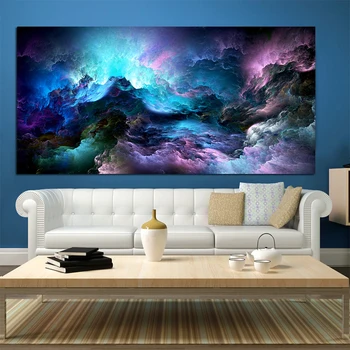 WANGART Velké Velikosti Wall Art Otisky Cloud Abstraktní Barevné Malování Zdi Dekor Modrý Obraz pro Tisk Zeď Obraz bez rámu