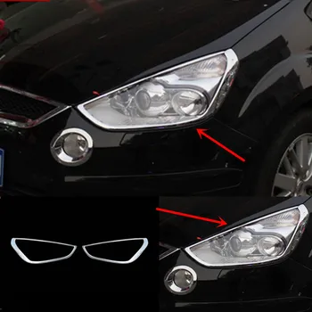 Car Styling Chromované Hlava Světlo, Kryt Střihu Pro Ford S-MAX