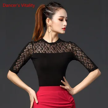 Latinské Taneční Tréninkové Oblečení Dospělé Ženy Sexy Top Kolem Krku Nový Společenský Tanec Profese Výkonu Praxe Oblečení