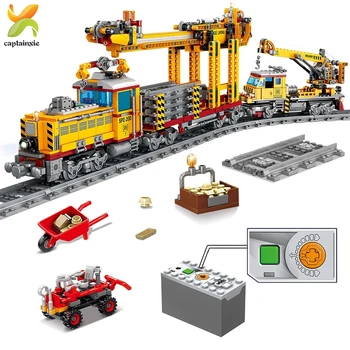 1270pcs Technic Electric City Nákladní Vlak Stavebních Bloků Baterie Trati Železniční Puzzle Cihly Hračky Pro Děti Dítě Dárek