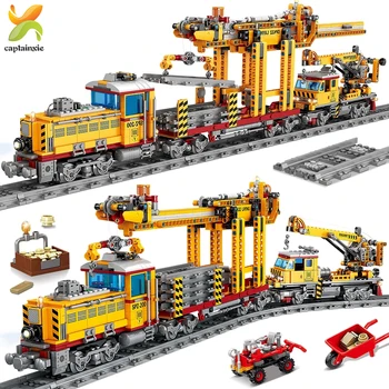 1270pcs Technic Electric City Nákladní Vlak Stavebních Bloků Baterie Trati Železniční Puzzle Cihly Hračky Pro Děti Dítě Dárek