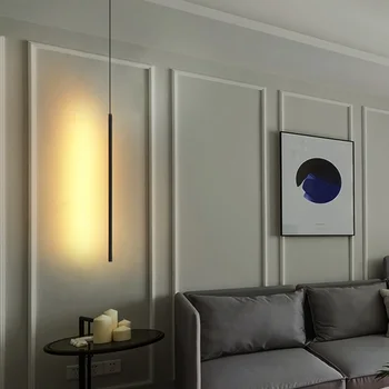 Nordic jednoduchý LED Dlouho Visí řada lustr Obývací Pokoj Pohovka Pozadí Nástěnné svítidlo Ložnice Noční Lampa