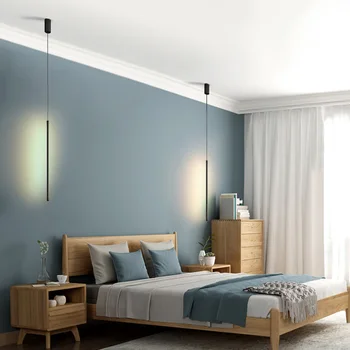 Nordic jednoduchý LED Dlouho Visí řada lustr Obývací Pokoj Pohovka Pozadí Nástěnné svítidlo Ložnice Noční Lampa