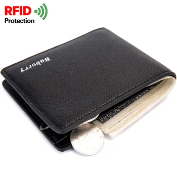 Nové RFID Ochrana Peněženka Anti-Theft Skenování Muži Biflod Krátké Peněženky na Zip Mince Případě Vak Ležérní PU Kůže Peníze Kabelku Horké