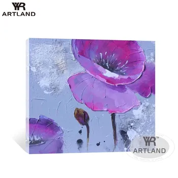 Velké velikosti Ručně vyráběné plátno, olejomalba na zdi krásný fialový květ, pro domácí dekorace pro obývací pokoj bez rámováno