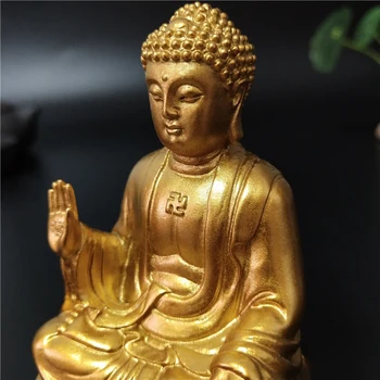 Zlaté Čínské Feng Shui Buddha Socha Ručně Vyráběné Pryskyřice Řemesla Meditace, Buddha, Socha, Sošky, Bytové Dekorace, Sochy