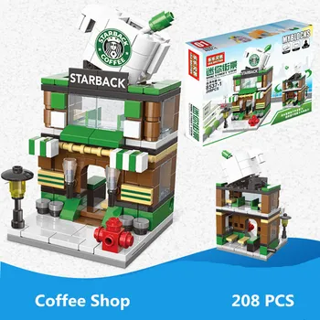 Stavební bloky Mini ulic malé částice sestaven puzzle, hračky pro děti KFE obchodu, chlapec a dívka, dárek