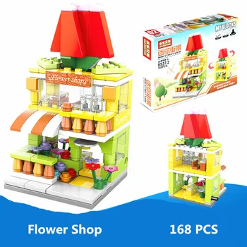 Stavební bloky Mini ulic malé částice sestaven puzzle, hračky pro děti KFE obchodu, chlapec a dívka, dárek