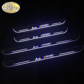 SNCN 4KS Akryl Pohybující se LED Vítejte Pedál Auto Šoupat Deska Pedálu Prahu Dráhy Světla Pro Audi A6 C6 C7 C8 2008 - 2019