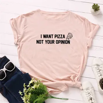 2019 Módní Plus Velikosti Ženy T-shirt Bavlna Trička a já Chci Pizzu Dopisy Tisk T-Shirt Žen O-Neck Krátký Rukáv Tričko Topy