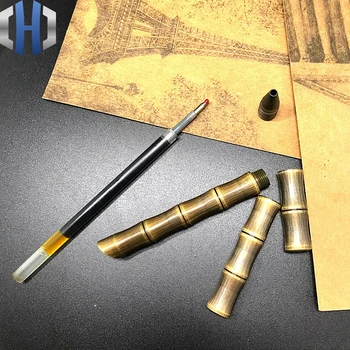 Nové s bambusovými sekci staré mosazné pero EDC ručně vyráběné mosazné pero Vintage podpis pero neutrální