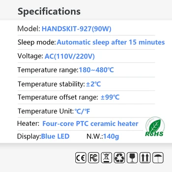 Handskit 90W LED Digitální Pájecí Žehlička kit 110V/22V Nastavení Teploty páječky 4 dráty Core Elektrické Svařování Nástroje