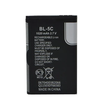2ks Nové 1020mAh baterií BL-5C, BL 5C mobilní telefon baterie pro nokia 6600, N70 N71 N72 N91 E60 náhradní mobilní telefon baterie
