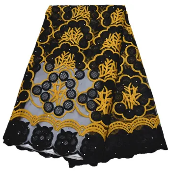 Nejnovější francouzské krajky tkaniny 2019 vysoce kvalitní krajky tkanina s kameny černé a bílé nigerijský africké krajky tkaniny africké tkaniny