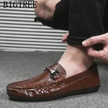 Krokodýl Muži Mokasíny Pánské Boty Ležérní Kožené Mokasíny Patent Kožené Boty Pro Muže Kadeřník Luxusní Značky Muže Boty Ayakkabi