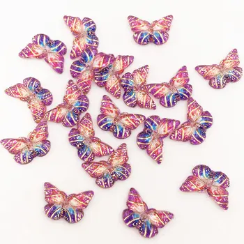 Nové Lesklé Pryskyřice Barevné Crystal Butterfly Flat Back Drahokamu Zápisníku DIY Svatební Nášivky 1 Otvor Ornament Tlačítka G30*4