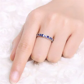 Ženské Věčnosti prsten Real 925 Sterling silver Modré AAAAA cz Zásnubní Svatební Kapely Prsteny pro ženy Prohlášení Party Šperky
