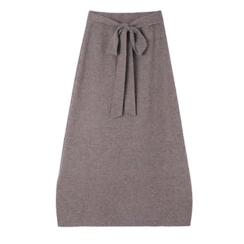 2021 Vintage podzim zima tlusté-Line svetr Ženy sukně split straně ženské pletené sukně elegantní dlouhé svázat kašmír Sukně