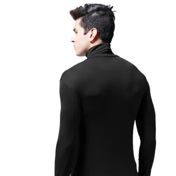 Muži Prodyšné Tenké Jednobarevné Slim Fit Stretch Měkké Rolák Dlouhý Rukáv Thermal T-Shirt