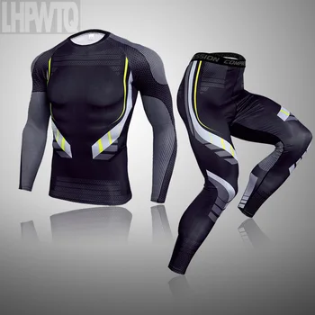 Pánské fitness sportovní kalhoty jogging running suit zimní termoprádlo T-shirt MMA fitness legíny oblek