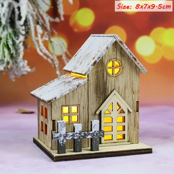 Vánoční LED Světla Dřevěný Dům Světelný Kabině Veselé Vánoční Strom Dekorace pro Domácí Vánoční Ozdoby DIY Dárek, Šťastný Nový Rok