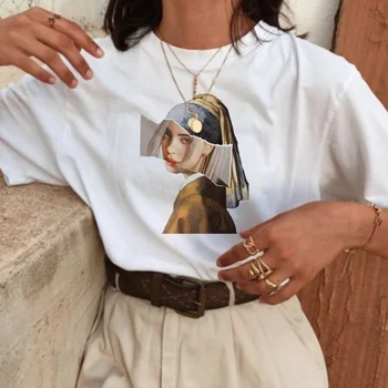 Kuakuayu HJN Letní Módní Monalisa Art T-shirt Bavlna Casual Vtipné Unisex Ženy Krátké Rukávy Bederní