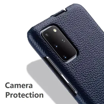 Vertikální Otevírání Pravé Kůže Pouzdro pro Samsung Galaxy S20 Ultra S10+ Poznámka 20 Ultra Poznámka 10 Plus Hovězí Obchodní Flip Kryt