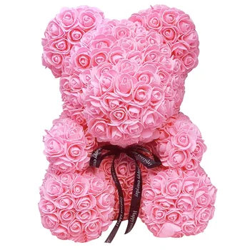 Umělé Růže Květ Bear Toy Ženy, Holka, Vánoce, Valentine Den Dárky, Domácí Výzdoba XHC88