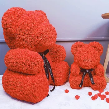 Umělé Růže Květ Bear Toy Ženy, Holka, Vánoce, Valentine Den Dárky, Domácí Výzdoba XHC88