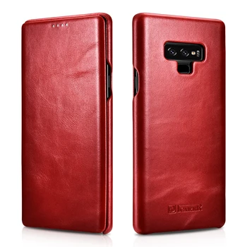 Slim Retro Hovězí kůže Originální Kožené Flip Pouzdro pro Samsung Galaxy Note9 Obchodní pravé Kůže Chytrý Telefon Kryt pro Samsung Note8