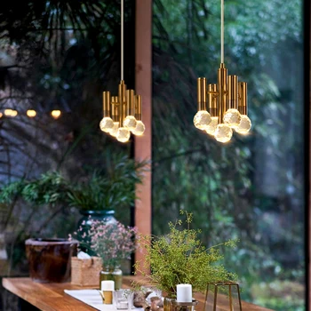Moderní zlatý přívěsek světlo ložnice crystal přívěsek svítilna jídelna led kuchyňské svítidlo Retro držák lampy koupelna crystal světla