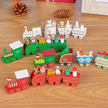 4 Ks Vánoční dřevěný Vlak mini Vánoční vláček Dřevěný Vlak Model vozidla hračky pro děti Nový Rok Vánoční Dekorace Dárek